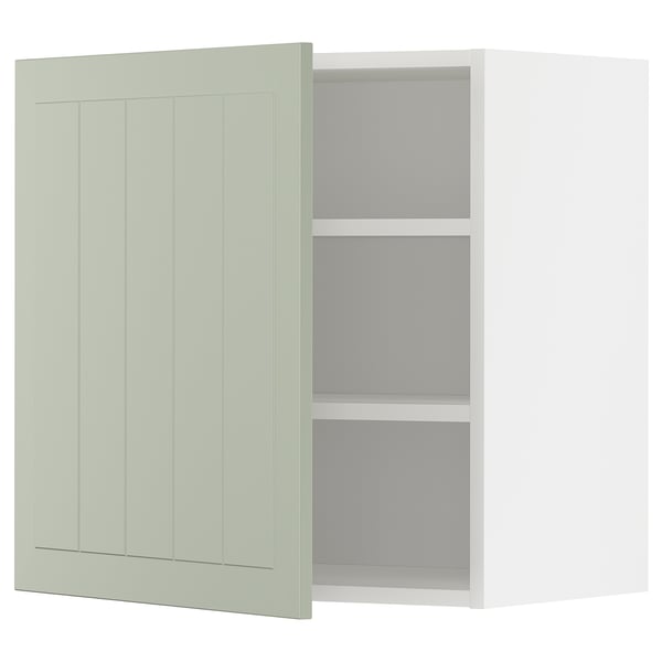 METOD wall cabinet with shelves, white/Stensund light green, 60x60 cm