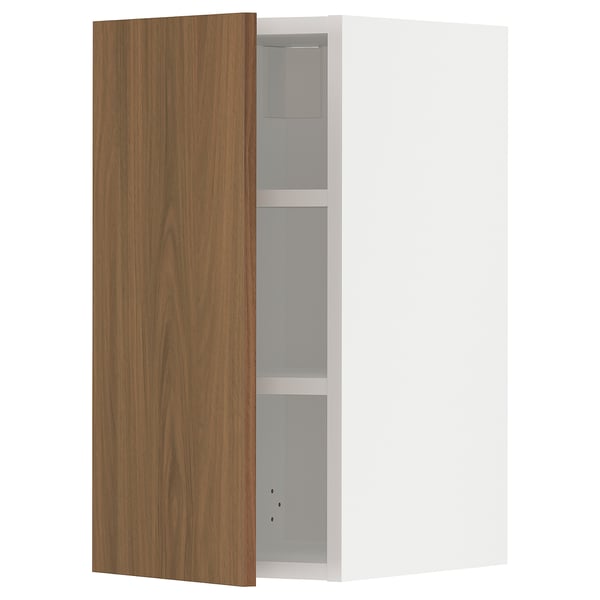 METOD wall cabinet with shelves, white/Tistorp brown walnut effect, 30x60 cm