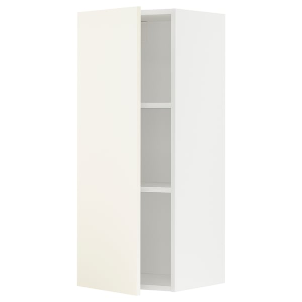 METOD wall cabinet with shelves, white/Vallstena white, 40x100 cm