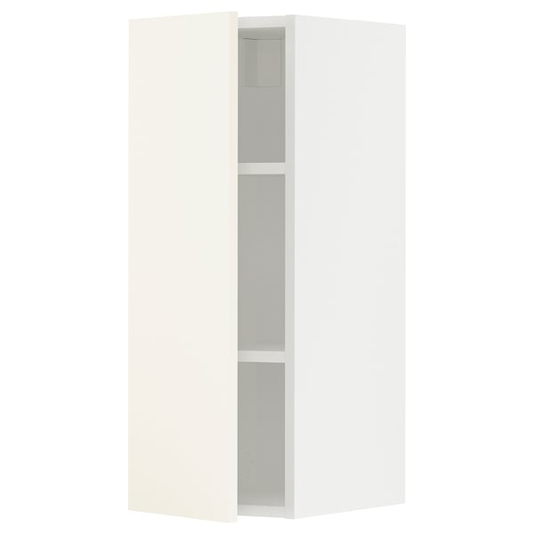 METOD wall cabinet with shelves, white/Vallstena white, 30x80 cm