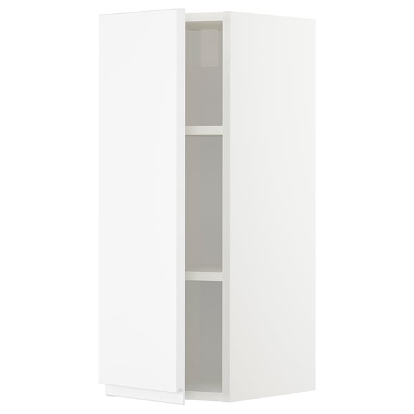 METOD wall cabinet with shelves, white/Voxtorp matt white, 30x80 cm