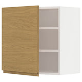 METOD wall cabinet with shelves, white/Voxtorp oak effect, 60x60 cm