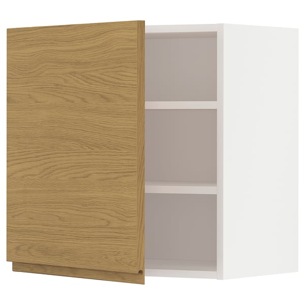 METOD wall cabinet with shelves, white/Voxtorp oak effect, 60x60 cm