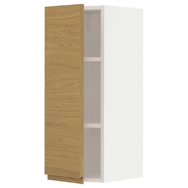 Ikea METOD - Wall cabinet with shelves, white/Voxtorp oak effect, 30x80 cm