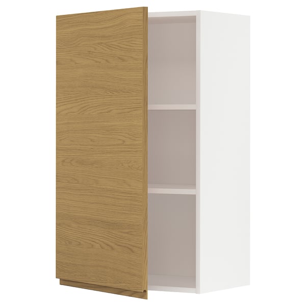 METOD wall cabinet with shelves, white/Voxtorp oak effect, 60x100 cm
