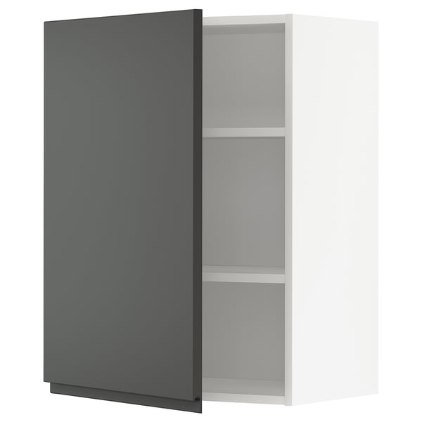 METOD wall cabinet with shelves, white/Voxtorp dark grey, 60x80 cm
