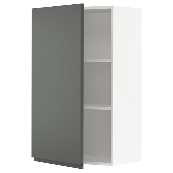 METOD wall cabinet with shelves, white/Voxtorp dark grey, 60x100 cm