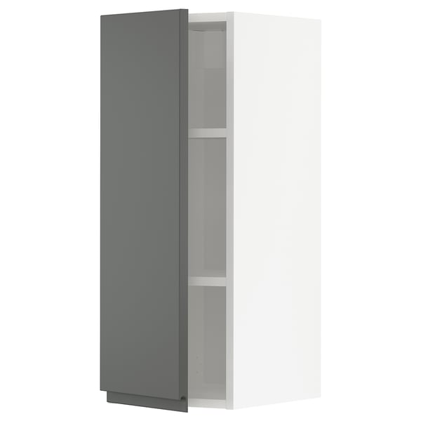 METOD wall cabinet with shelves, white/Voxtorp dark grey, 30x80 cm
