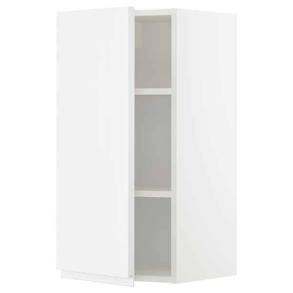 METOD wall cabinet with shelves, white/Voxtorp high-gloss/white, 40x80 cm