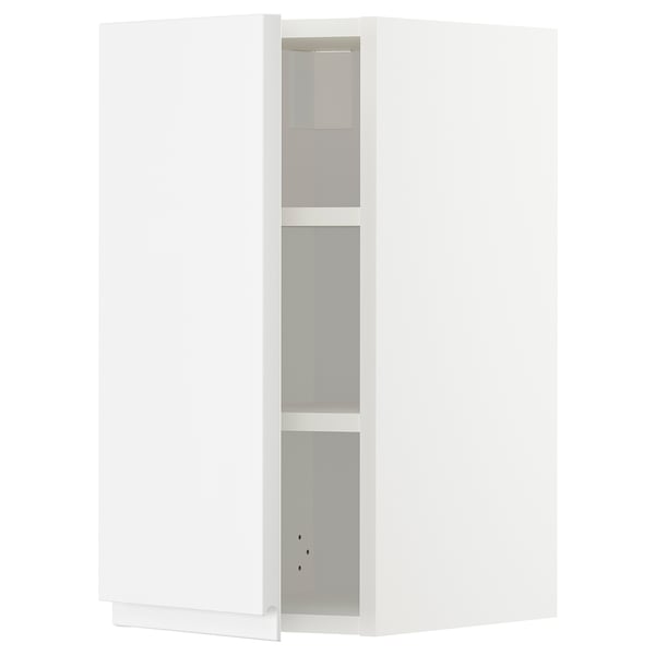 METOD wall cabinet with shelves, white/Voxtorp high-gloss/white, 30x60 cm