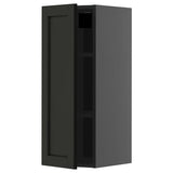 METOD wall cabinet with shelves, black-grey/Lerhyttan black stained, 30x80 cm