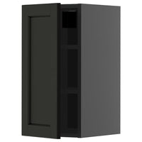 METOD wall cabinet with shelves, black-grey/Lerhyttan black stained, 30x60 cm