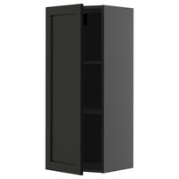 METOD wall cabinet with shelves, black-grey/Lerhyttan black stained, 40x100 cm