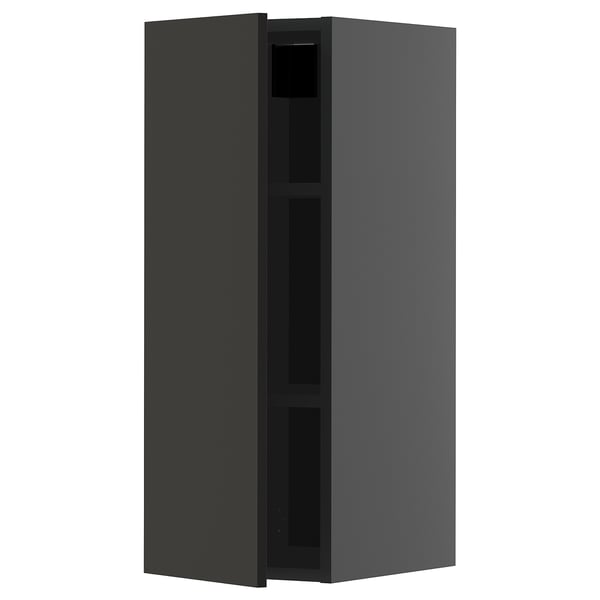 METOD wall cabinet with shelves, black-grey/Nickebo matt anthracite, 30x80 cm