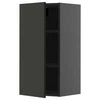 METOD wall cabinet with shelves, black-grey/Nickebo matt anthracite, 40x80 cm