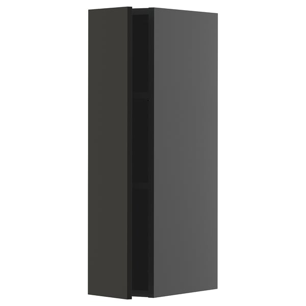 METOD wall cabinet with shelves, black-grey/Nickebo matt anthracite, 20x80 cm