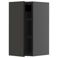 METOD wall cabinet with shelves, black-grey/Nickebo matt anthracite, 30x60 cm