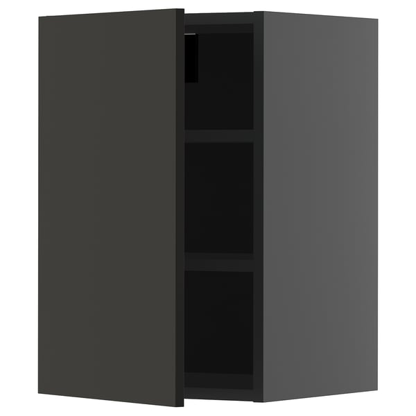 METOD wall cabinet with shelves, black-grey/Nickebo matt anthracite, 40x60 cm