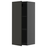 METOD wall cabinet with shelves, black-grey/Nickebo matt anthracite, 40x100 cm
