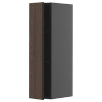 METOD wall cabinet with shelves, black-grey/Sinarp brown, 20x80 cm