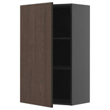 METOD wall cabinet with shelves, black-grey/Sinarp brown, 60x100 cm