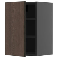 METOD wall cabinet with shelves, black-grey/Sinarp brown, 40x60 cm