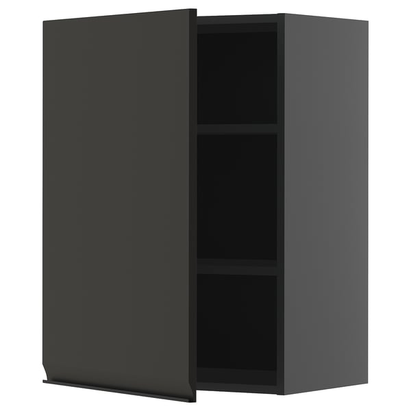METOD wall cabinet with shelves, black-grey/Upplöv matt anthracite, 60x80 cm
