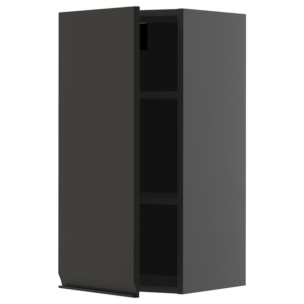METOD wall cabinet with shelves, black-grey/Upplöv matt anthracite, 40x80 cm