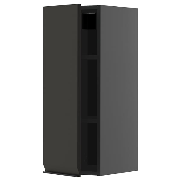 METOD wall cabinet with shelves, black-grey/Upplöv matt anthracite, 30x80 cm