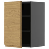 METOD wall cabinet with shelves, black-grey/Voxtorp oak effect, 40x60 cm
