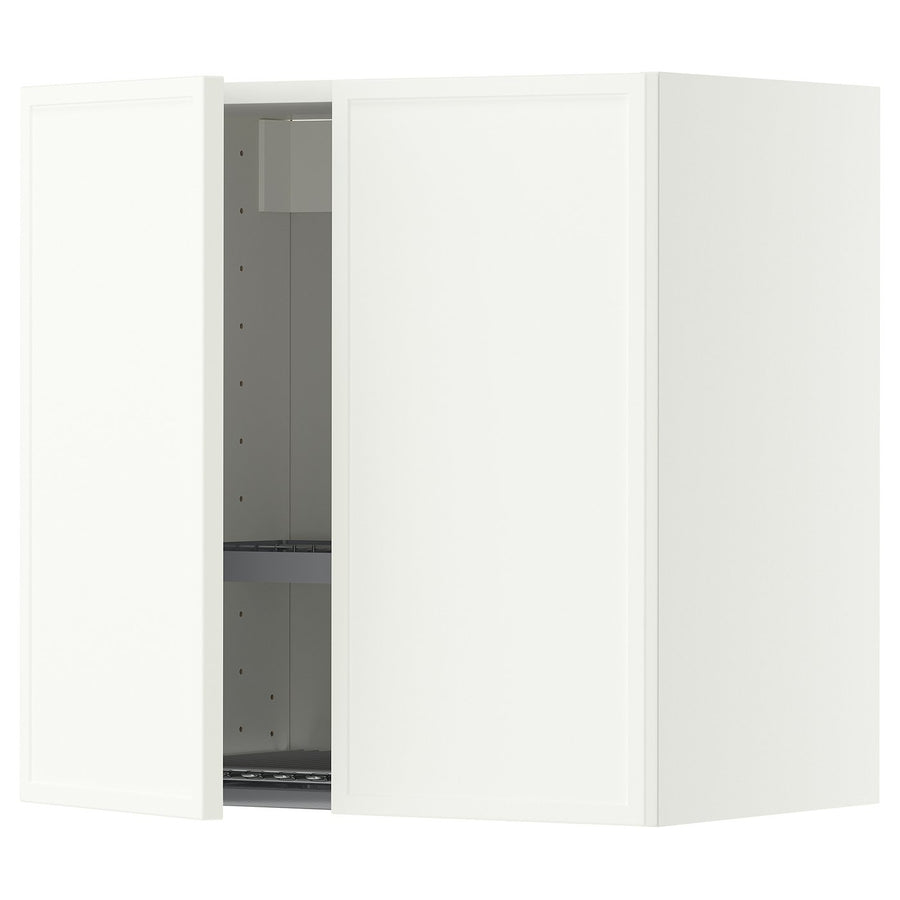 METOD wall cabinet w dish drainer/2 doors, white/Aspudden matt white, 60x60 cm