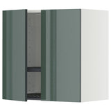 METOD wall cabinet w dish drainer/2 doors, white/Kallarp high-gloss dark grey-green, 60x60 cm