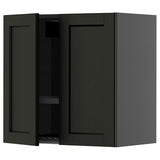 METOD wall cabinet w dish drainer/2 doors, black-grey/Lerhyttan black stained, 60x60 cm