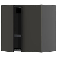 METOD wall cabinet w dish drainer/2 doors, black-grey/Nickebo matt anthracite, 60x60 cm