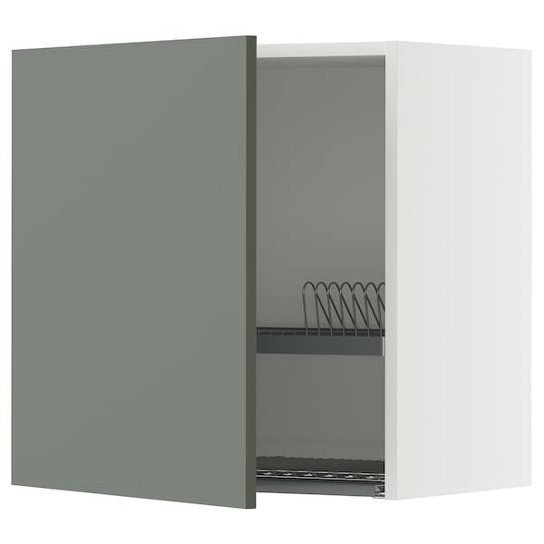 Ikea METOD - Wall unit with dish drainer, white/Nickebo gray-green matte,60x60 cm