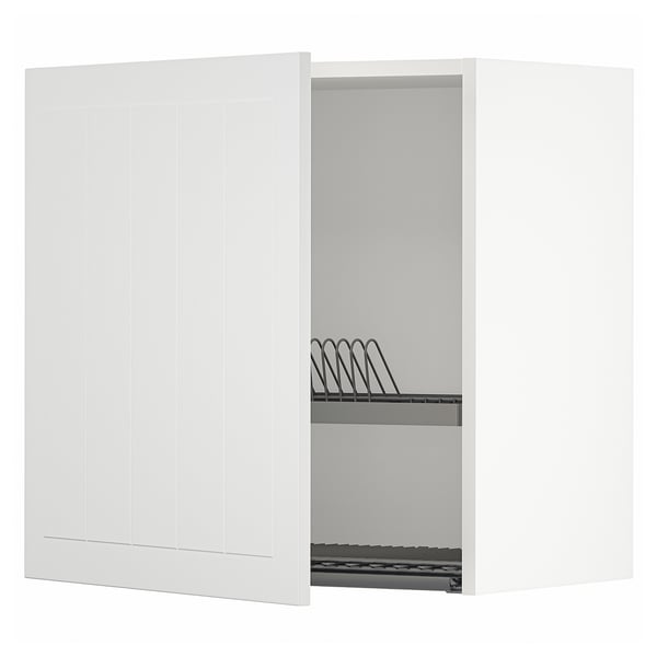 METOD wall cabinet with dish drainer, white/Stensund white, 60x60 cm