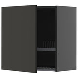 METOD wall cabinet with dish drainer, black-grey/Nickebo matt anthracite, 60x60 cm
