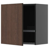 METOD wall cabinet with dish drainer, black-grey/Sinarp brown, 60x60 cm