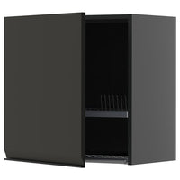 METOD wall cabinet with dish drainer, black-grey/Upplöv matt anthracite, 60x60 cm