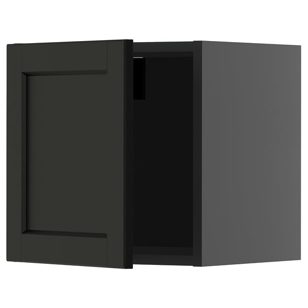 METOD wall cabinet, black-grey/Lerhyttan black stained, 40x40 cm