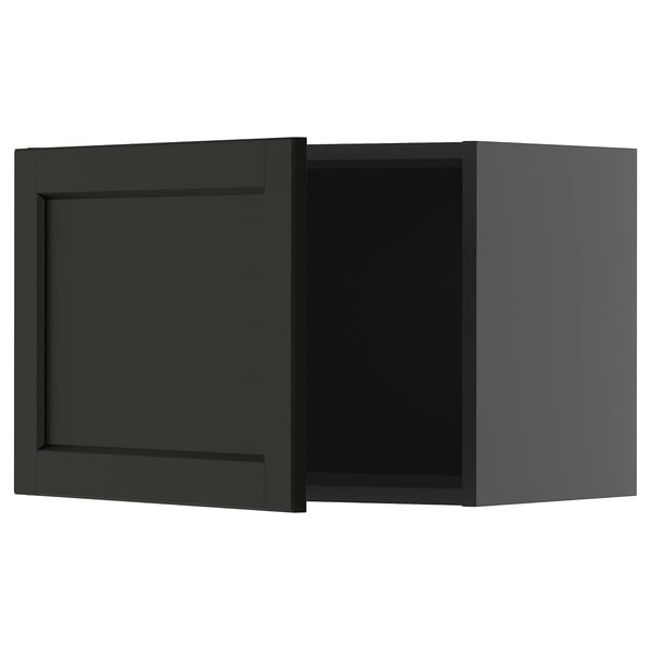 METOD wall cabinet, black-grey/Lerhyttan black stained, 60x40 cm