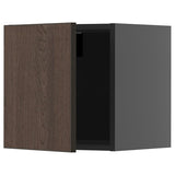 METOD wall cabinet, black-grey/Sinarp brown, 40x40 cm