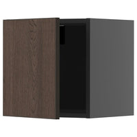 METOD wall cabinet, black-grey/Sinarp brown, 40x40 cm