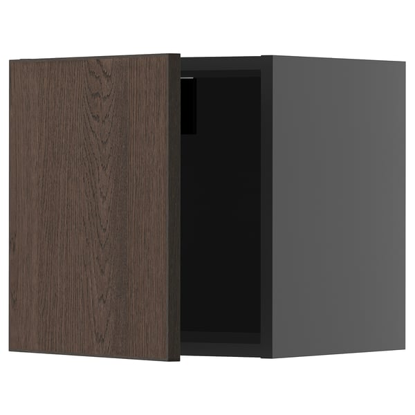METOD wall cabinet, black-grey/Sinarp brown, 40x40 cm