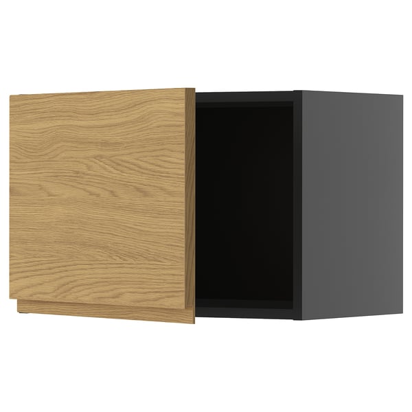 METOD wall cabinet, black-grey/Voxtorp oak effect, 60x40 cm