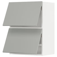 METOD wall cab horizo 2 doors w push-open, white/Havstorp light grey, 60x80 cm