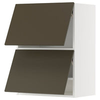 METOD wall cab horizo 2 doors w push-open, white/Havstorp brown-beige, 60x80 cm