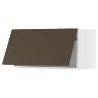 METOD wall cabinet horizontal w push-open, white/Havstorp brown-beige, 80x40 cm