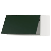 METOD wall cabinet horizontal w push-open, white/Havstorp deep green, 80x40 cm
