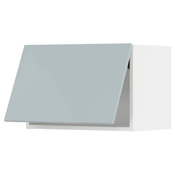 Ikea METOD - Wall cabinet horizontal w push-open, white/Kallarp light grey-blue, 60x40 cm